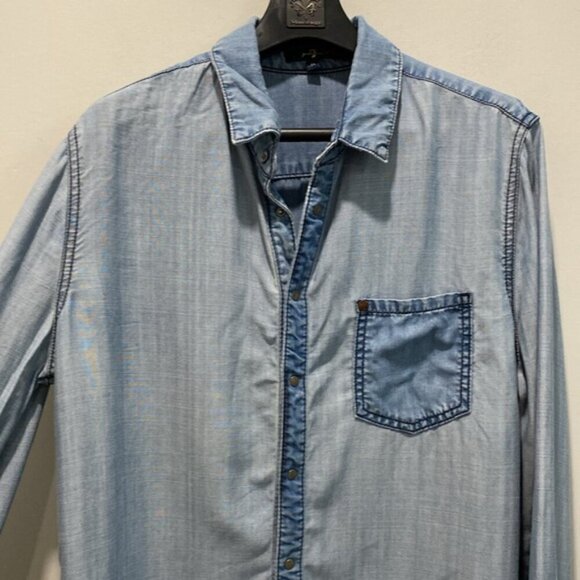 For All Mankind denim long-sleeve shirt size Medium - Picture 4 of 13